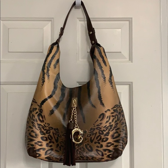 Sharif Handbags - Sharif brown leather leopard print bag
